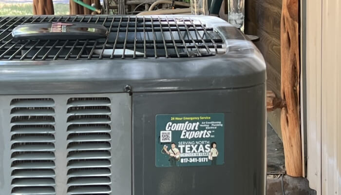Close Up Hvac Unit With Sticker