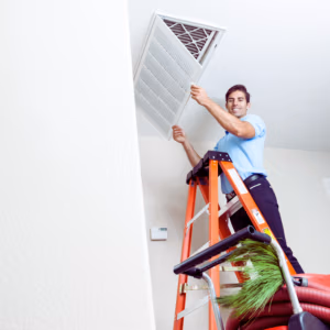 HVAC replacing dirty air filter