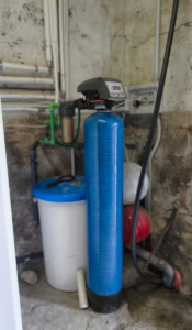 water softener in homeowners basement