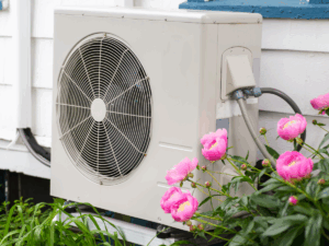 Heat pump outside home